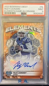 Riley Leonard PSA 9 Auto 2023 Bowman’s Best U Elements Of The Game Orange # /25 - Picture 1 of 2