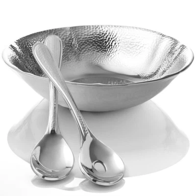 Lenox Stony Creek Juego de 3 piezas para servir ensaladas grande 15" tazón 2 cucharas martillado Foto 1 de 2