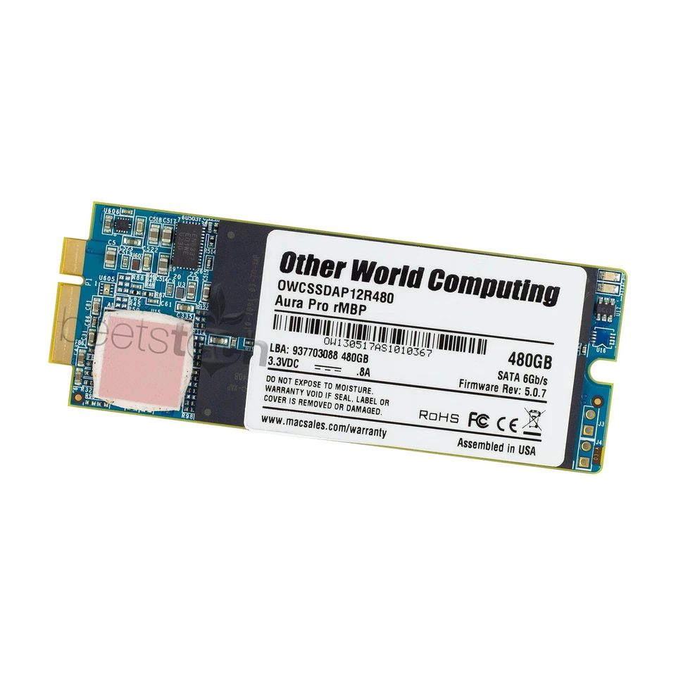 480GB OWC Aura Pro 6G SSD Apple MacBook Pro 13" A1425, 15" A1398 2012 Early 2013 - Image 1 of 2