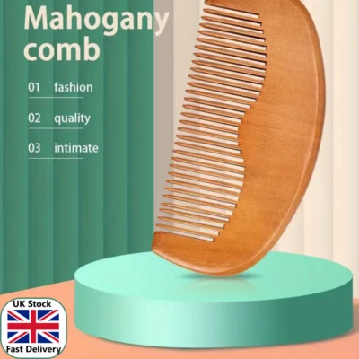 Beard Hair Comb Natural Wooden Anti Static Mustache & Beard Grooming - Image 1 of 4