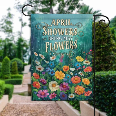 Abril Showers Trae May Flowers Flag, Abril Rain Showers Flag, Abril Spring Flag Foto 1 de 4