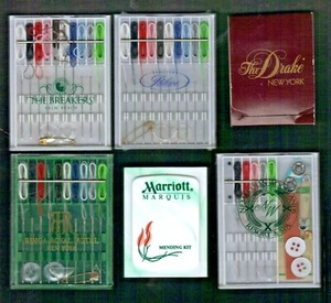 6 Sewing Kits THE BREAKERS FL-PALACE/DRAKE/RHIGA ROYAL/MARRIOTT NYC-NEMACOLIN PA - Picture 1 of 2