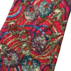 Cravatta Christian Dior Monsieur Uomo Rosso Paisley Seta Floreale - Foto 1 di 7