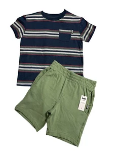 DKNY Stripe & Olive Short Pant Set /Size 4 /Kids - Picture 1 of 3