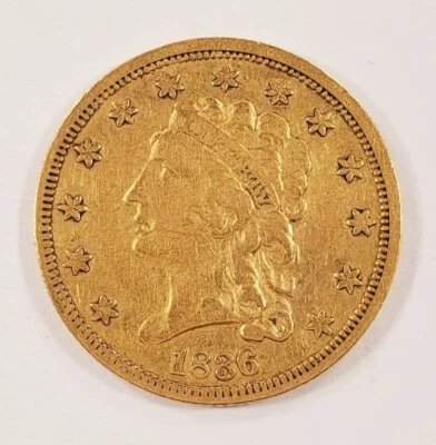 Cuarto de águila Liberty Head de oro 1836 $2,50 en muy buen estado Foto 1 de 2