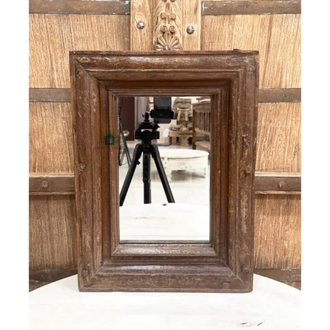 Indian Antique Wooden Mirror Frame Wall Decor Home Decor Vintage Reclaimed Wood Cover