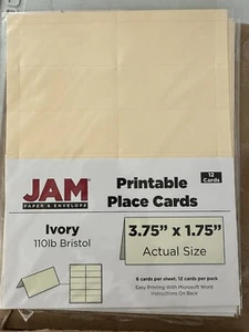 Marmelade Papier druckbare Tischkarten 3 3/4 x 1 3/4 Elfenbein Tischkarten 12/Pack - Bild 1 von 1