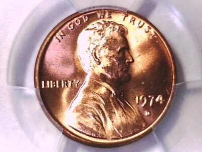 1974 D Lincoln Memorial Cent PCGS MS 66 RD 40510441 - Image 1 of 3