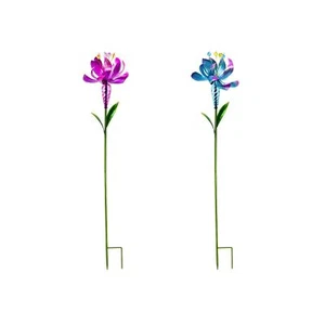 Wind Spinners, 38,5"H Wind Spinner Flor Jardín Estaca, 2 Asst, Rosa y Azul - Imagen 1 de 3