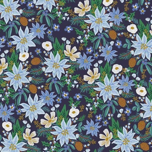 Ramo de pascua Rifle Paper Co Christmas Classic II en tela metálica azul marino - Imagen 1 de 4