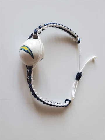 Go Nuts NFL New 1" KUKUI NUT MACRAME BRACELET Los Angeles Chargers Cover