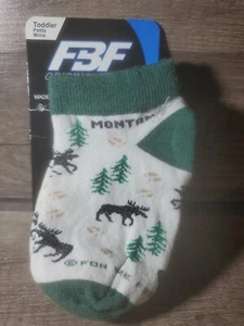 1 PAIR Montana Moose Print Socks Size Toddler 3-8 - Picture 1 of 2