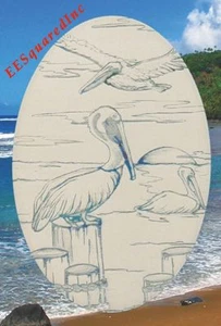 Pelicans Static Cling Window Decal OVAL 15x23 Decor for Glass Shower Doors NEW - Picture 1 of 12