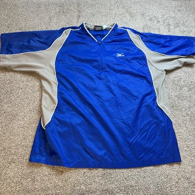 Mizuno Teamwear Pullover Mens Large Blue Gray Quarter Zip Short Sleeve Shirt - Image 1 of 4