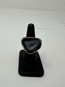 Karolin Van Loon 14K Yellow Gold Agate Rock Diamond Ring Sz 7!!! - Picture 1 of 15