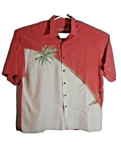 Bamboo Cay Hawaiian Shirt Mens L Embriorered Palms Beach Resort Vacay Casual - Picture 1 of 7