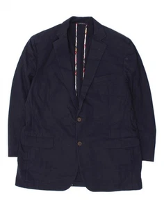 BROOKS BROTHERS Mens 2 Button Blazer Jacket UK 44 2XL Navy Blue Cotton CE01 - Picture 1 of 3