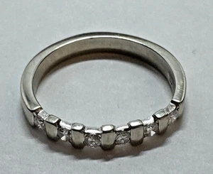 Vintage eleganter Ring 14k Weißgold mit 6 klaren funkelnden Diamanten Größe 5 2,35g - Bild 1 von 15