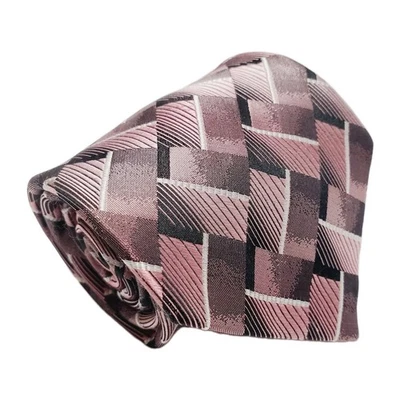 Pierre Cardin Pink Geometric Pattern Men's Silk Necktie 57x4"  - Image 1 of 4