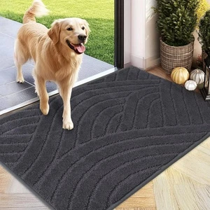 Front Door Mat, Absorbent Dirt Trapper Welcome Door mat Indoor, Non Slip Mach... - Picture 1 of 7