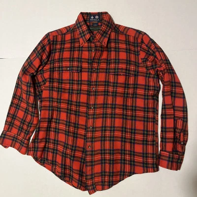 Viyella Shirt Mens Large Cotton Wool Blend Button Down Long Sleeve Plaid Red USA - Image 1 of 4