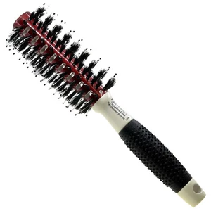 2.25" Nylon and Natural Bristle Round Hair Brush with Rubber Grip - Picture 1 of 3