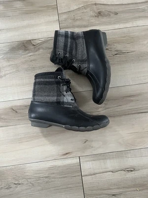 Bota de lana Sperry Top-Sider para mujer en relieve de agua salada talla 9 cuero negro pato Foto 1 de 4