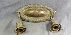 1910s Double Fat Boy Socket Hanging Flush Mount P&S Shade Bracket Light Antique - Picture 1 of 21