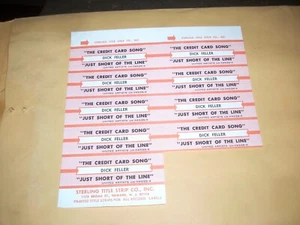 JUKEBOX TITLE STRIP DICK FELLER THE CREDIT CARD SONG - Picture 1 of 1