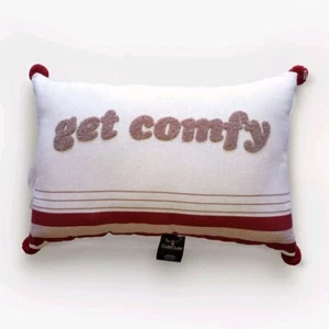 Cuddl Duds GET COMFY Red Tan Decorative Decor Lumbar Throw Bed Pillow 12x18 in - Picture 1 of 10