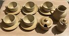 Stoneware Set Of 5 Cups & Saucers Includes Jug, Sugar Bowl & Honey Pot