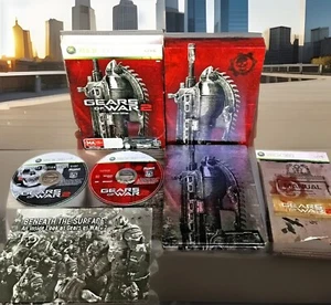 Xbox 360 Gears of War 2 Steel Book Game Limited Edition Box Set Manual Artbook - Picture 1 of 9