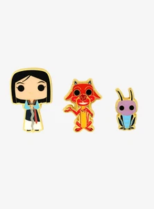 Disney Pin 132033 Loungefly Funko Pop! Mulan Mushu Cri-kee Enamel 3 Pin Set - Picture 1 of 4