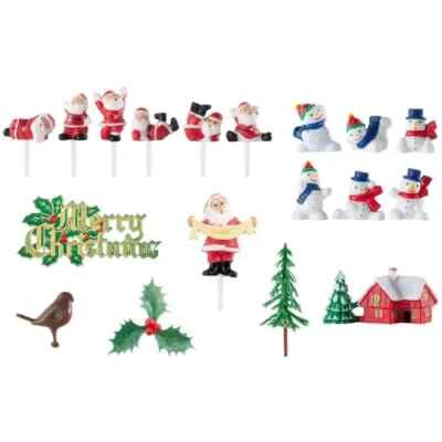 Christmas Cake Topper 4PC Decorating Set Xmas Baking Cupcake Decor RANDOM CHOICE