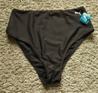 Parte inferior de bikini Puma negra cintura alta para mujer talla mediana nueva con etiquetas Foto 1 de 4