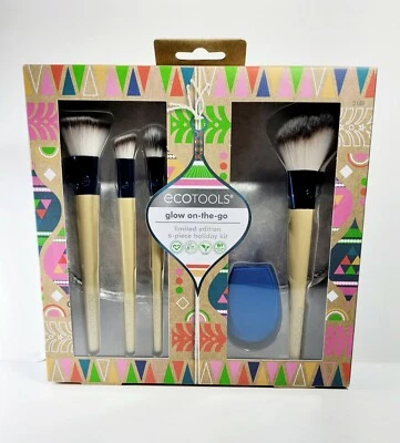 EcoTools Glow On The Go 6 Piece Brush Set With Travel Bag. Limited Edition.  - Image 1 of 2