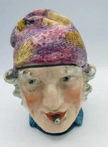 Vintage Hand-Painted Porcelain Men's Head w Tobacco Jar #1 Made in Austria - Picture 1 of 7