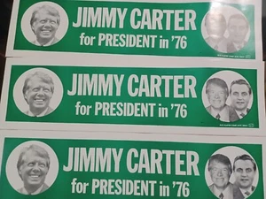 Lot Of 3, 1976 Jimmy Carter For President in '76 bumper sticker, unused - Picture 1 of 1