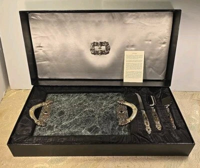 Шикарная посуда Ann Cichon из зеленого мрамора с ониксом б/у в отличном состоянии - Изображение 1 из 4