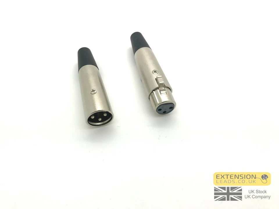 Male & Female Inline Connectors PAIR 3 PIN XLR Plug High Quality - Image 1 of 1