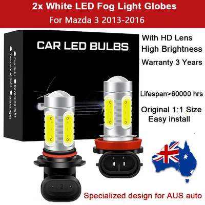 For Mazda 3 BM 2014 2015 Fog Light Globes Driving Lamp 6000k White LED Bulbs 2x - image 1 of 4
