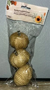 Primitive rustikale Sackleinen Set/3 hellbraune farbige Kürbisclips NEU Bauernhaus Herbst - Bild 1 von 3