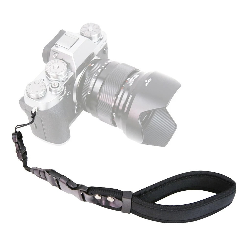 Black Camera Wrist Strap Heavy Duty Safety Neoprene Wrist Strap + Quick Release - Image 1 of 4