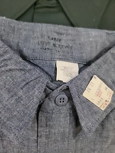 DE COLECCIÓN STOCK MUERTO AÑOS 60/70 LEE? Camisa de algodón WorkWear cambray manga larga HECHA EN EE. UU. - Imagen 1 de 5