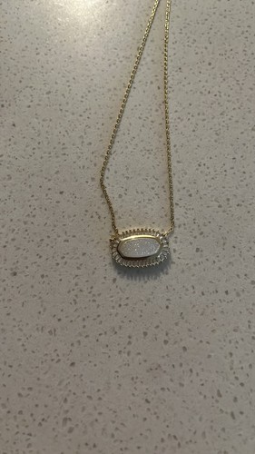Collana Kendra Scott Elisa Baguette Con Ciondolo Drusy Iridescente - Placcata Oro 16" + 3"