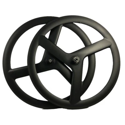 Carbon 3 Spokes Disc Brake 6 Bolt Wheelset 700C Cyclocross Road Bicycle Wheels - Image 1 of 4