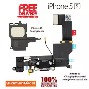 Neu Ersatz-Ladestation / Port-Montage + Lautsprecher Für IPHONE 5S - Schwarz - Bild 1 von 3