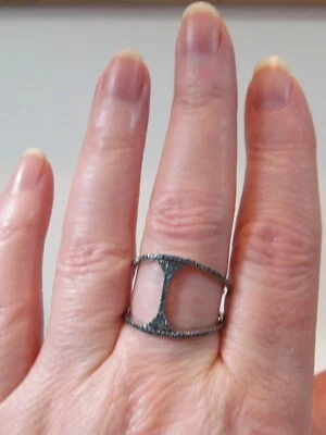 Rarities Carol Brodie Blue Diamond Negative Space Bridge Ring size 11 Sterling - Image 1 of 4