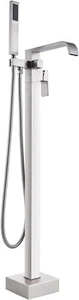 Lanbo Waterfall Floor Mounted Tub Faucet Filler w/Hand Shower in Brushed Nickel - Picture 1 of 5