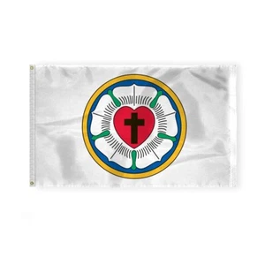 3' X 5' 3x5 Luterano Rosa Rojo Corazón Iglesia Bandera Nylon 200D Latón Ojales - Imagen 1 de 1